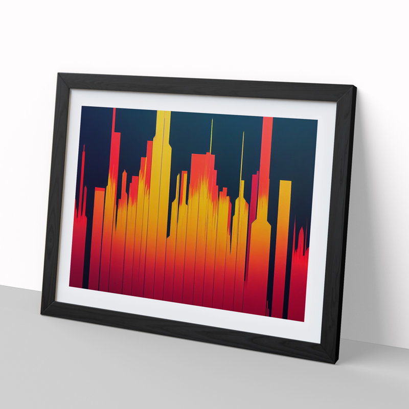 Flourishing Abstract City Skyline - Single Picture Frame Print, Black, 34cm H x 46cm W x 2cm D
