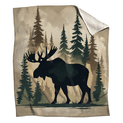 Moose In Forest Silhouette Blankets