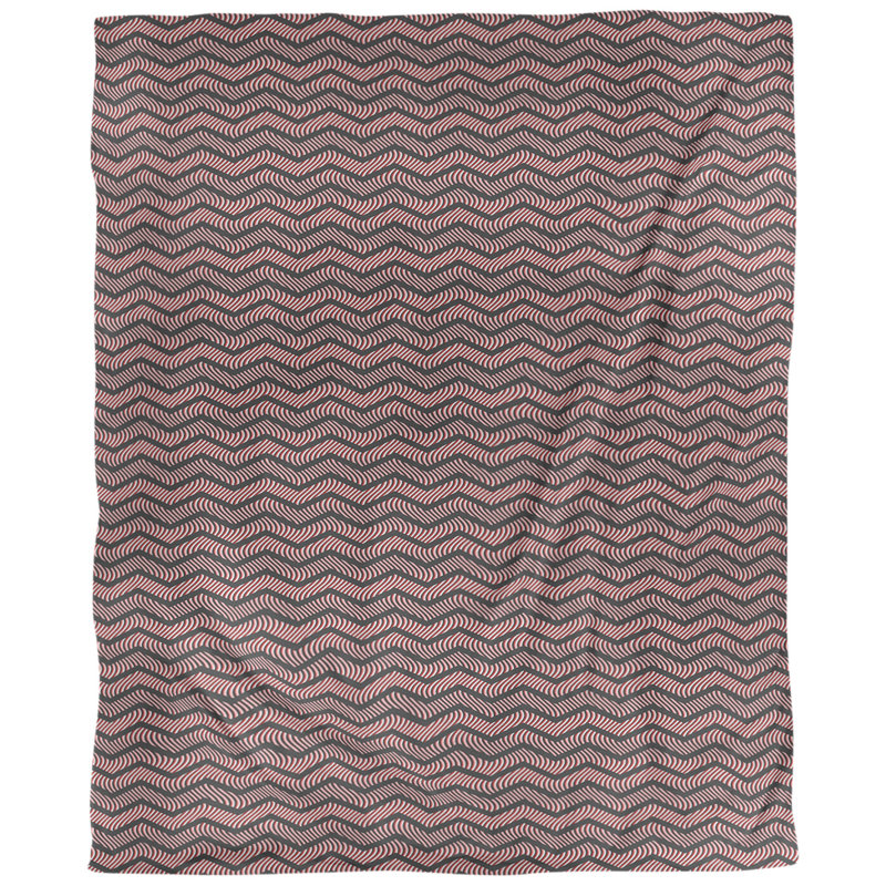 Tissu ondulé, Noir / rouge, L 54 po x l 36 po, Coton peigné pima
