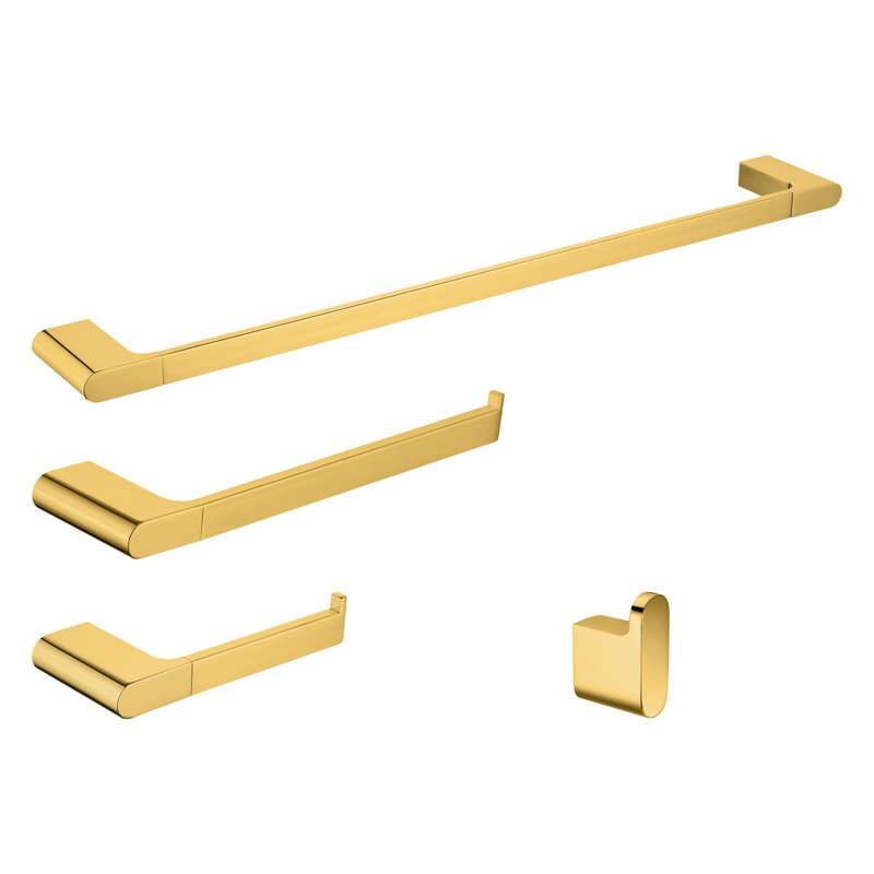 4 - Piece Bathroom Hardware Set, Polished Gold
