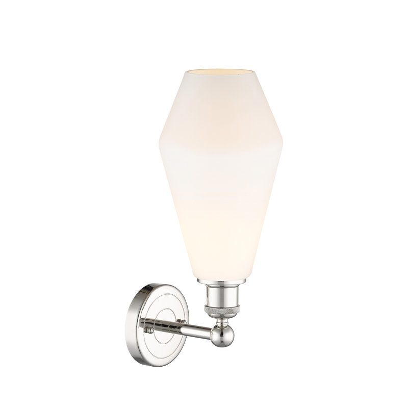 Amylea Armed Sconce, Cased Matte White, Polished Nickel