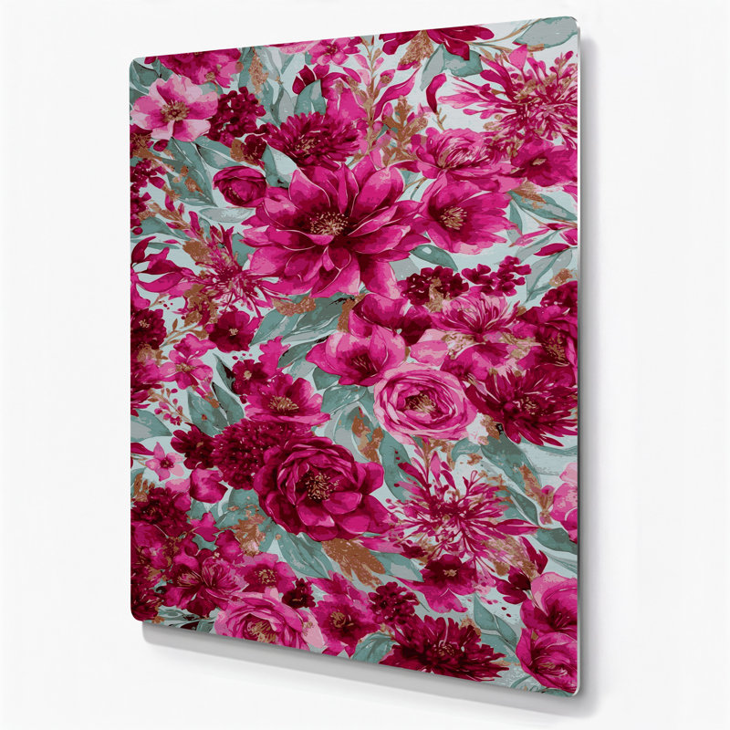 Aquarelle florale 39, art mural en métal mauve, 36" H x 24" W