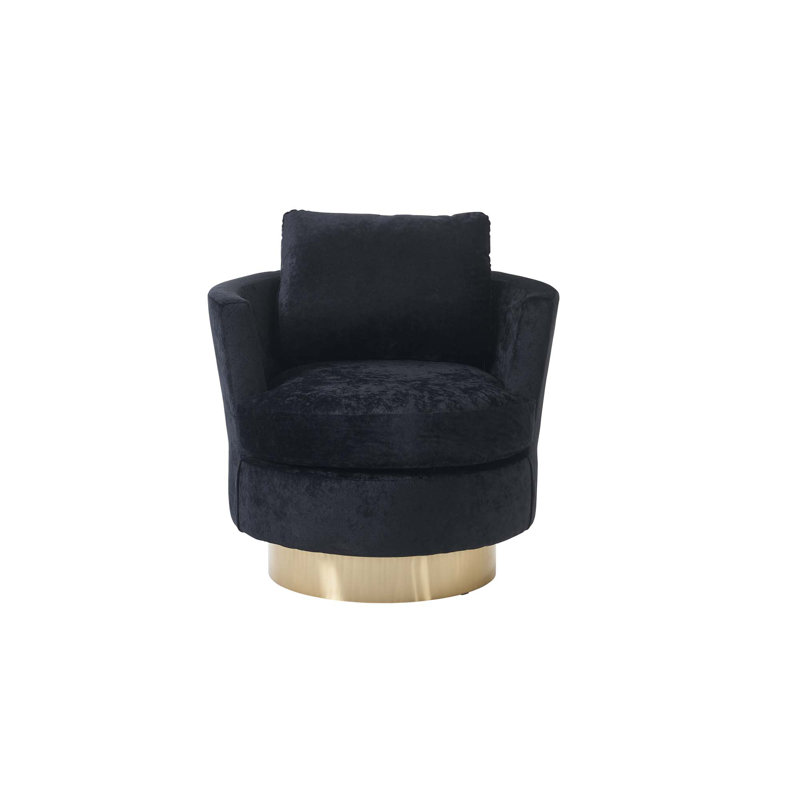 Lindall Swivel Barrel Chair Single, Black Velvet