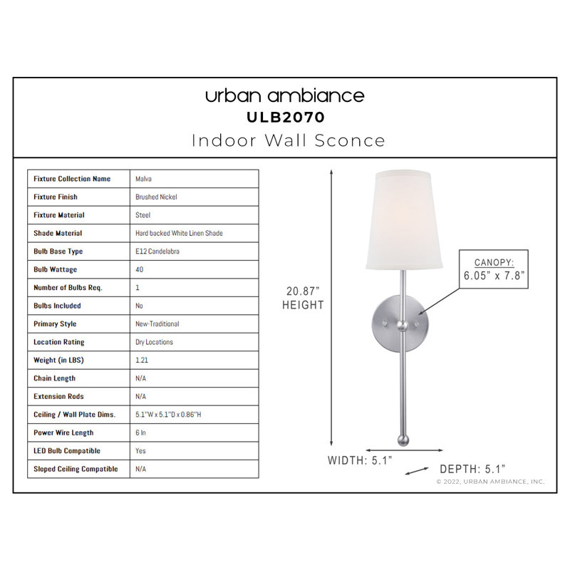 Gemari Steel Wallchiere, Brushed Nickel