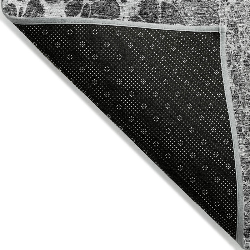 Tapis extérieur lavable abstrait gris argenté et gris anthracite 3 pi x 5 pi