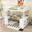 Lit mezzanine double en bois avec bureau et miroir-2027906827