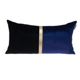12" X 24" Gold Striped Velvet Throw Pillow