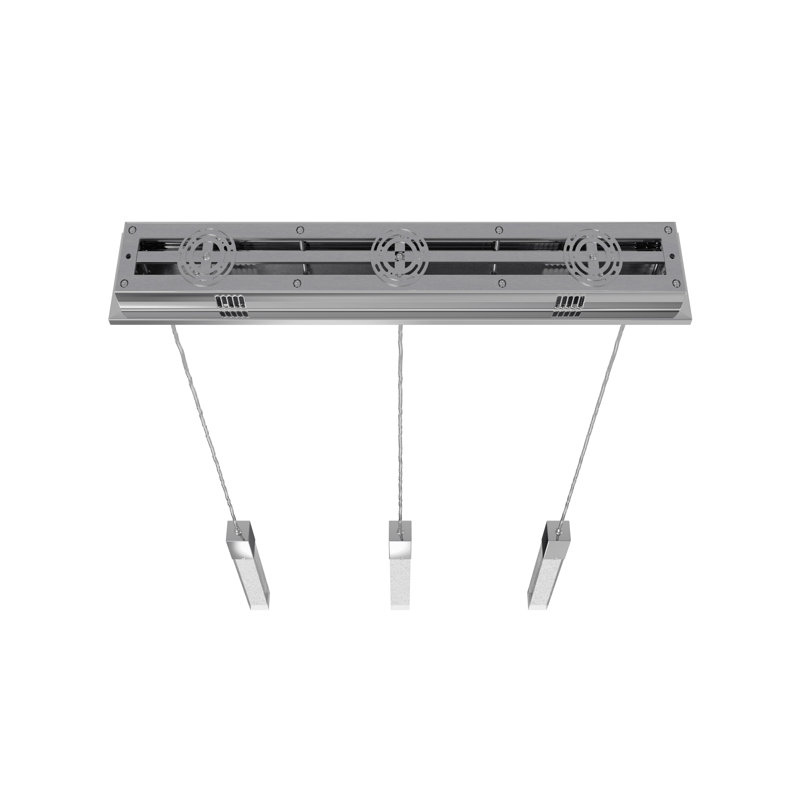 Luminaire suspendu pour îlot de cuisine 3 lumières Original Glacier, Glacier transparent K9, Chrome