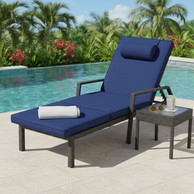 Outdoor Rattan Pool Lounge Chairs,patio Chaise Lounge by Latitude Run