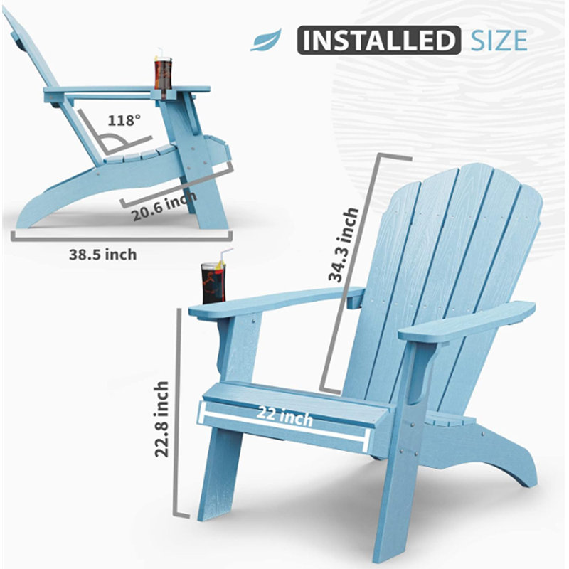 Chaise Adirondack surdimensionnée en plastique avec porte-gobelet (grande ...