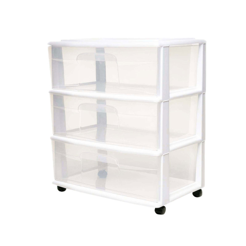 Homz Plastic Decorative Bin, Clear/White