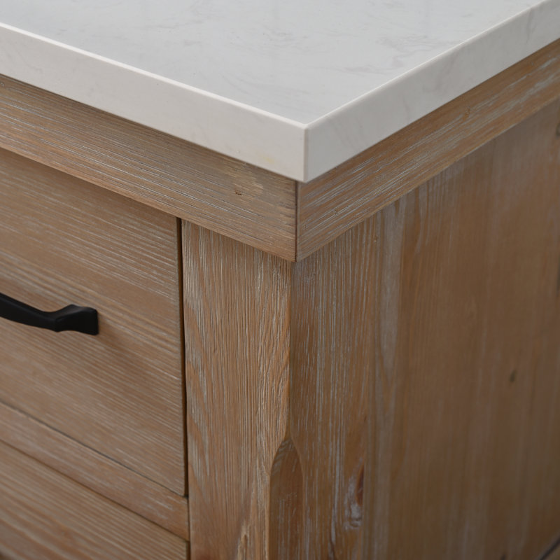 Meuble-lavabo simple 48 po Curiel, Naturel patiné / noir mat