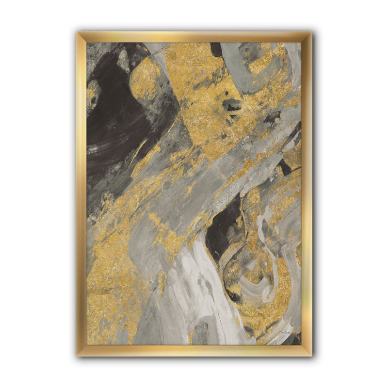 Marbre doré et noir - reproduction de cadre photo sur toile, H 46 po x l 36 po x P 1,5 po, Cadre doré