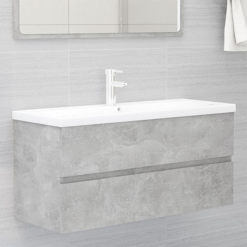 Audran 1000mm Single Bathroom Vanity with Integrated Ceramic Basin, Concrete Gray