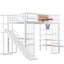 Lit mezzanine double en métal, blanc, avec bureau, garde-robe, cerceau, glissade et escalier - Lit Charisma blanc ouvert et élégant-1007134128