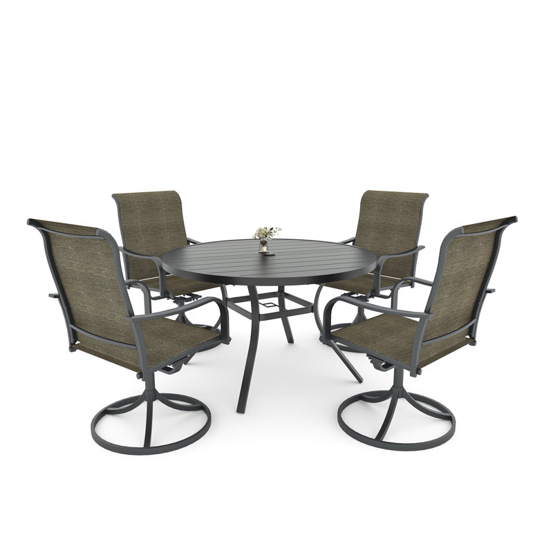 Ensemble de salle à manger pour 4 personnes avec chaises pivotantes, Brun