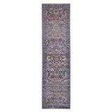 Hand Knotted Wool Area Rug in Purple And Navy