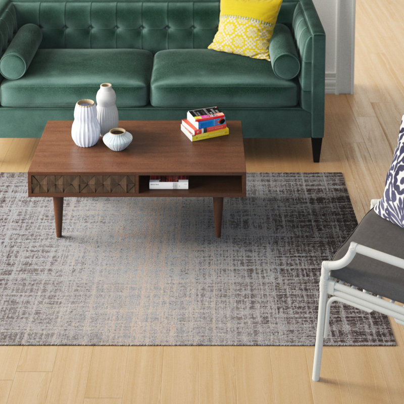 Tapis brun/gris handwoven à tissage plat Schrimsher, Rectangle 5 pi x 7 pi 6 po