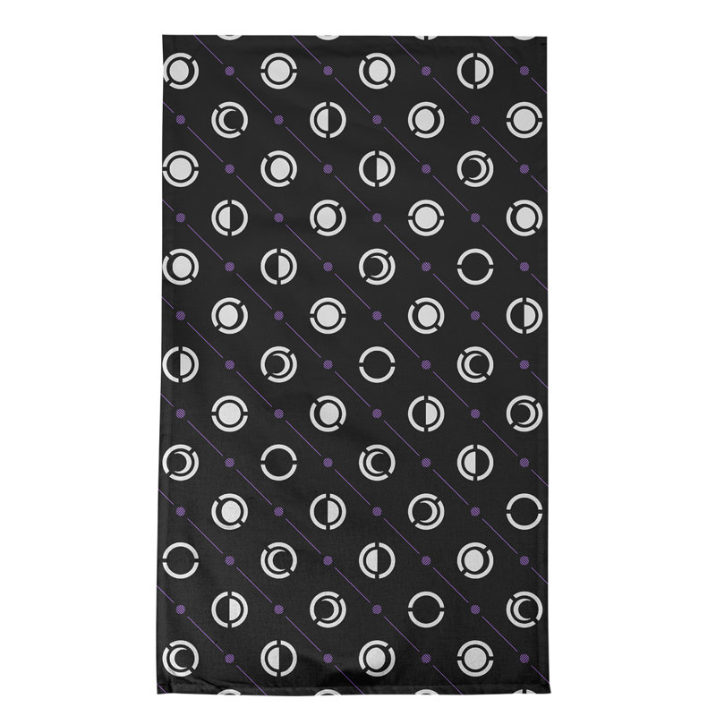 Torchon Moon phases, Noir / blanc / Mauve, Croisé en coton