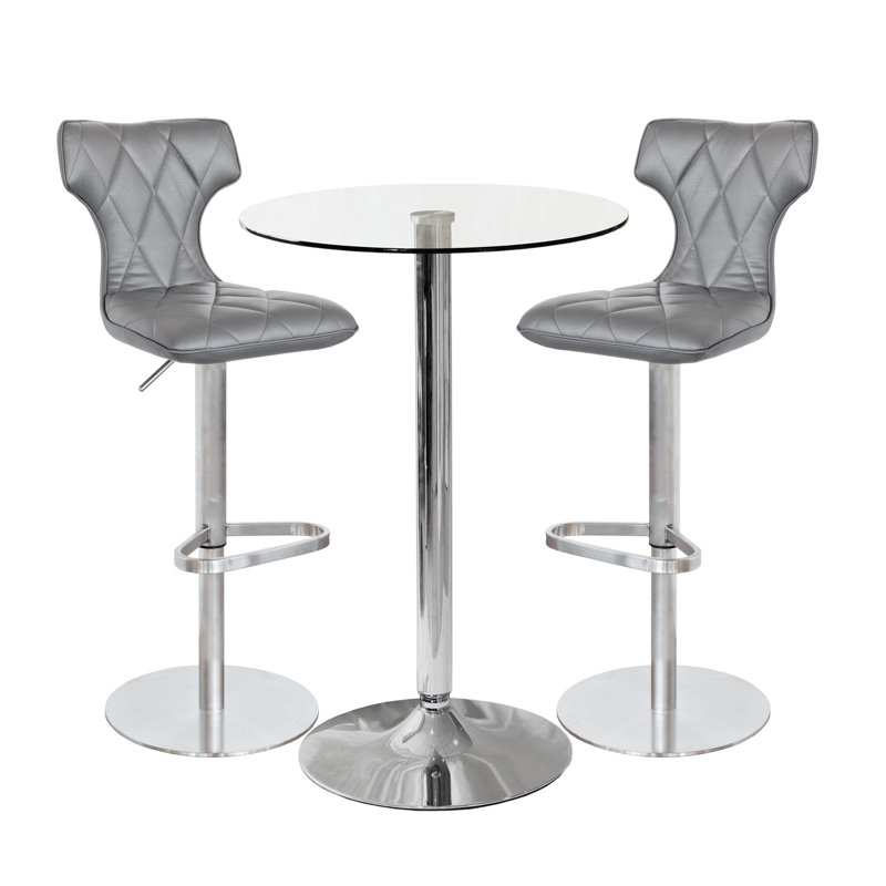 Greer 2 - Person Dining Set, Grey, H90 x L60 x W60cm