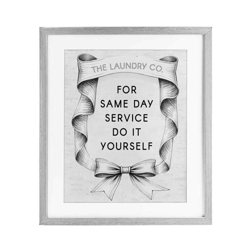 Impression de ruban de service de blanchisserie rétro sous verre, design par lettré et doublé, H 16 po x l 13 po