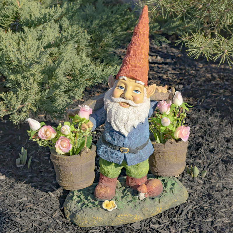 Statue de jardin gnome 21 po avec deux seaux