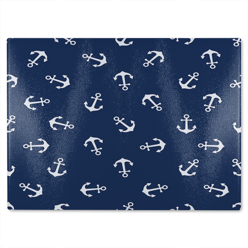 Anchors On Glass Chopping Board