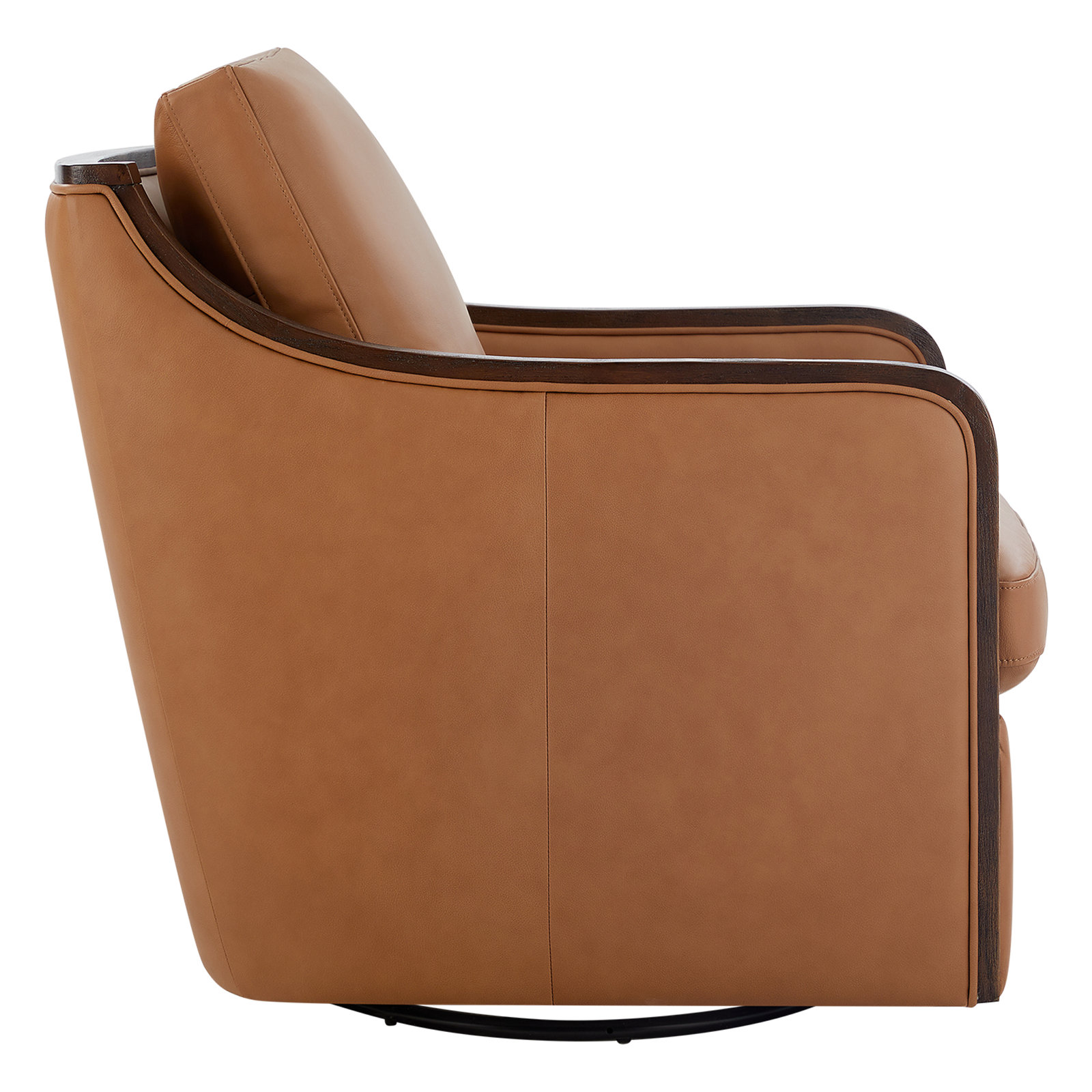Grayton Oversized Geniune Leather Swivel Accent Chair, Aline Butternut