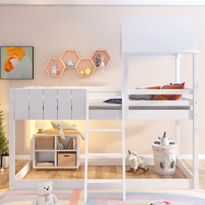 Single (3') Bunk Bed Bed Frame with Built-in Ladder Included