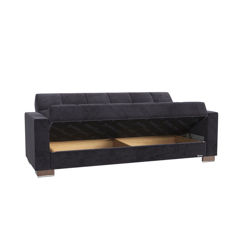 Canapé-lit rembourré convertible avec rangement, Noir