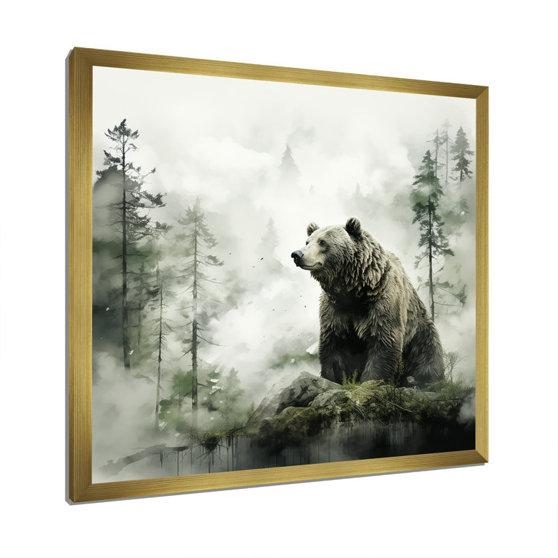 «Wandering grizzly ours wilderness II», art mural encadré, Cadre doré simple, H 16 po x l 16 po x P 1 po
