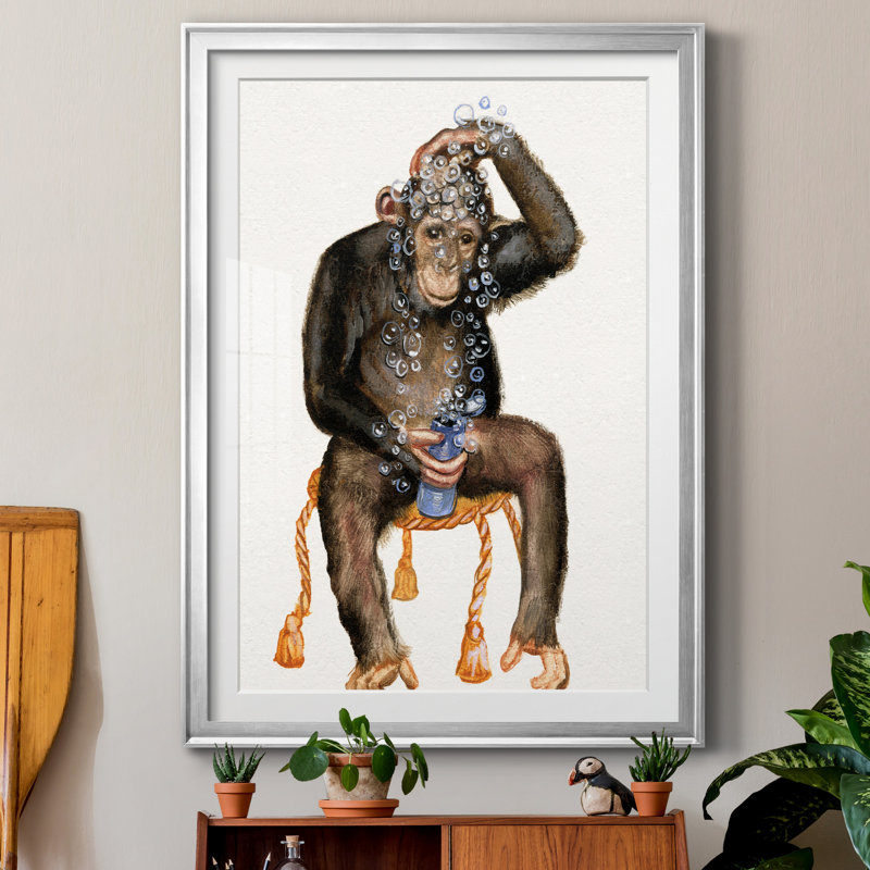 " Bath Animals II ", Silver Framed Paper, 30.5" H x 42.5" W x 1.5" D