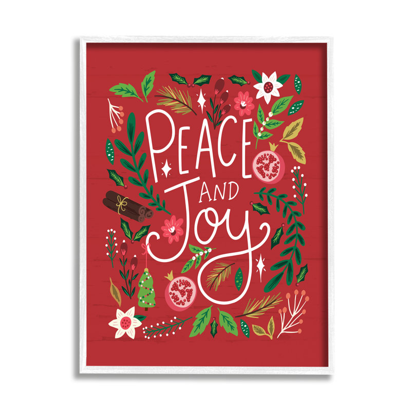 Peace & Joy, H 14 po x l 11 po x P 1,5 po, Giclée encadrée blanc bord de mer