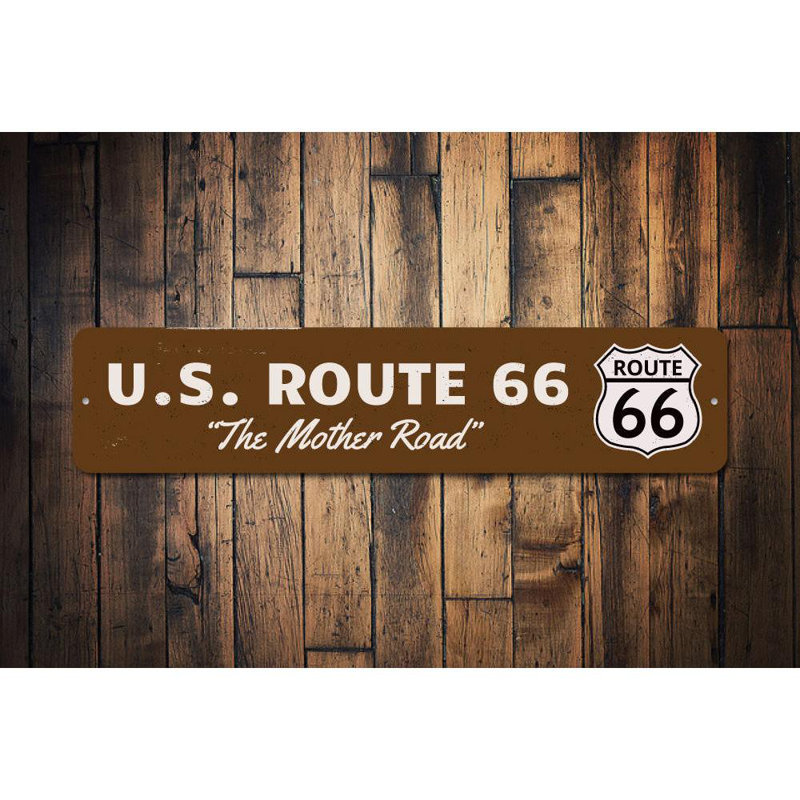 Plaque en aluminium US Route 66, H 6 po x l 24 po x P 0,063 po