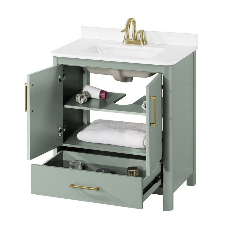 Meuble-lavabo simple avec plateau Austin 30, Vert