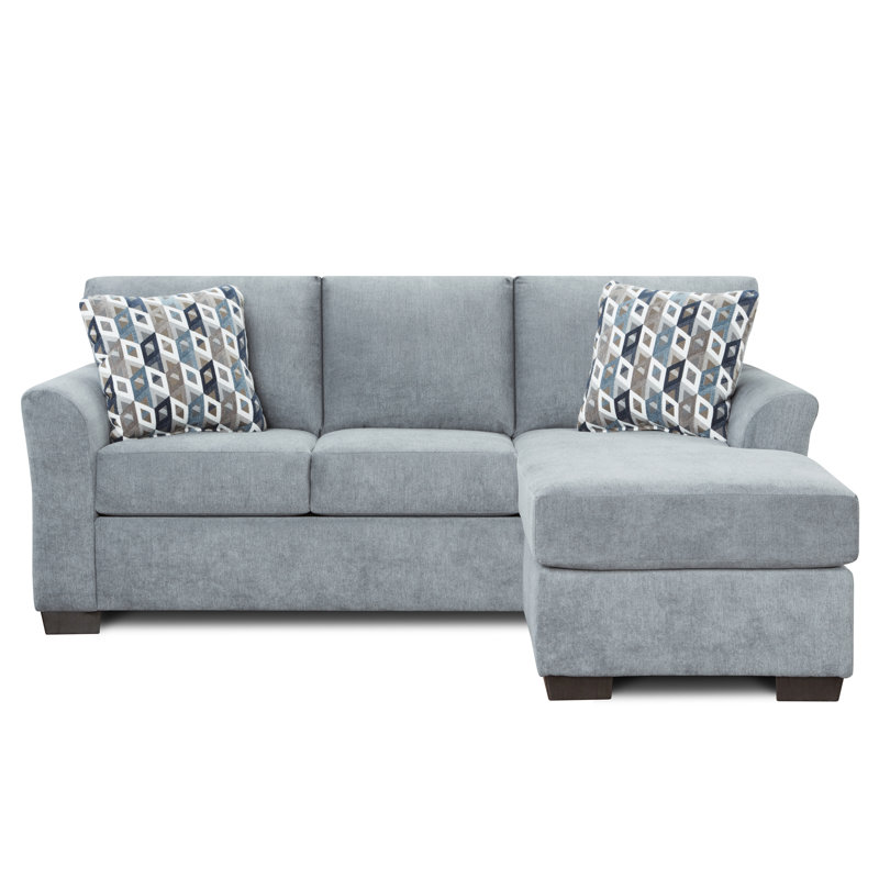 Canapé modulaire avec méridienne réversible Adrie, Mélange de polyester bleu / gris
