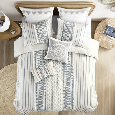 Housse de couette en chenille de coton très grand / très grand - imprimé, couvre-oreillers à ouverture superposée