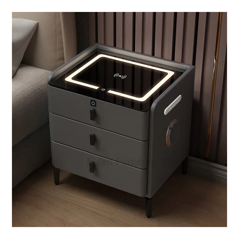 Chestang Smart Console Nightstand Frames Cabinets Luxury, Grey