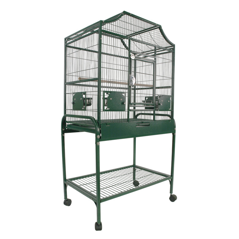 Cage de vol élégante vert moyen, Vert, 55" H x 28" W x 18" D