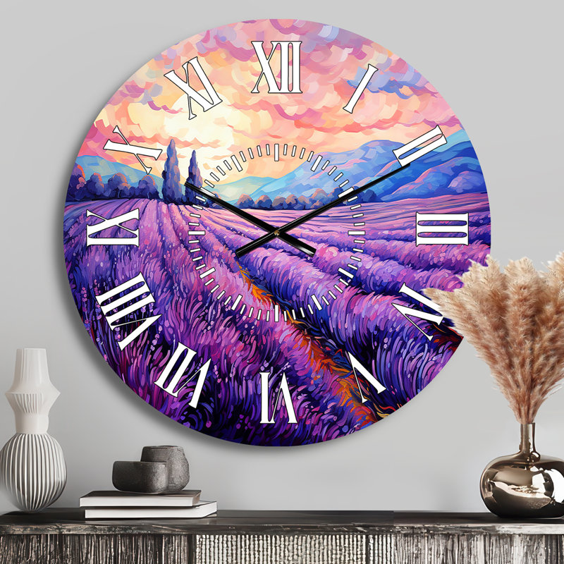 Horloge murale Vangogh Lavender Fields II - Vangogh, Médium