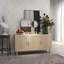Buffet, armoire de cuisine, armoire à café avec 3 portes en rotin et tablettes réglables-641445615