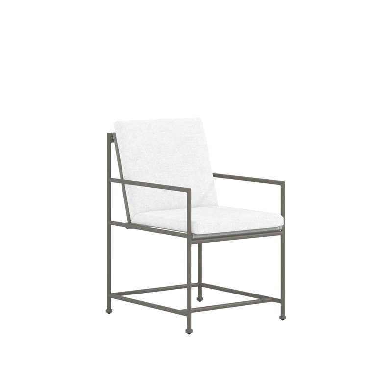 Glendale Cushion Outdoor Dining Armchair, White, Tan