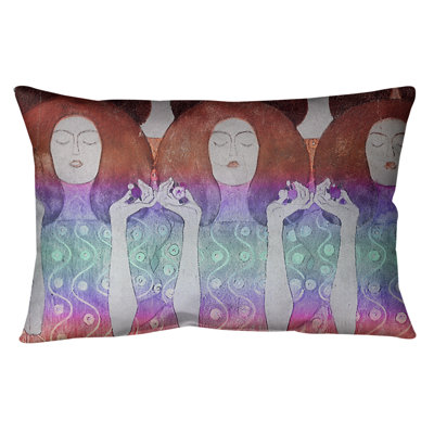 Gustav Klimt Leather/Suede Reversible Throw Pillow