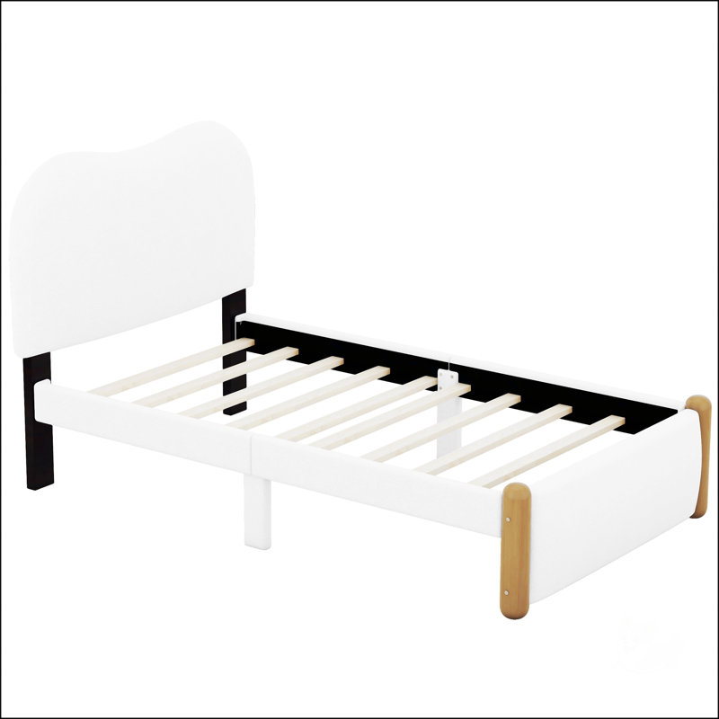 Upholstered Platform Bed, Twin, White