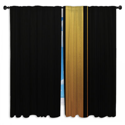 Rideaux de fenêtre noirs à rayures verticales à rayures verticales et obscurcissant - 2 panneaux