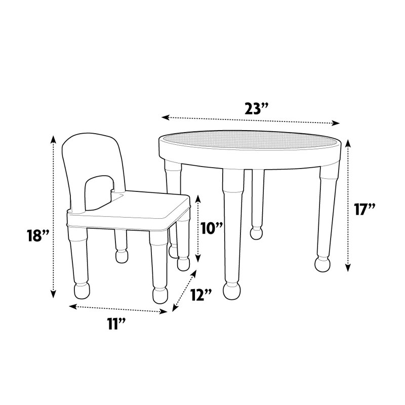 Ensemble de table d'activité et de chaises rondes pour enfants, Mauve/blanc