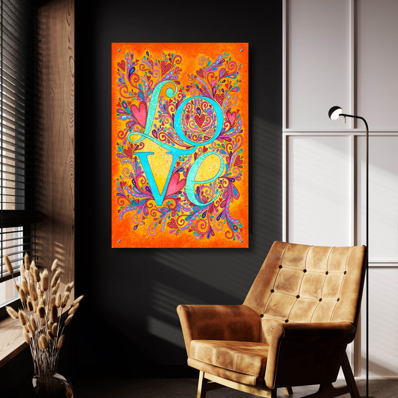 «Letters & Words 10» par Hello Angel, art mural en verre acrylique, H 36 po x l 24 po x P 0,2 po