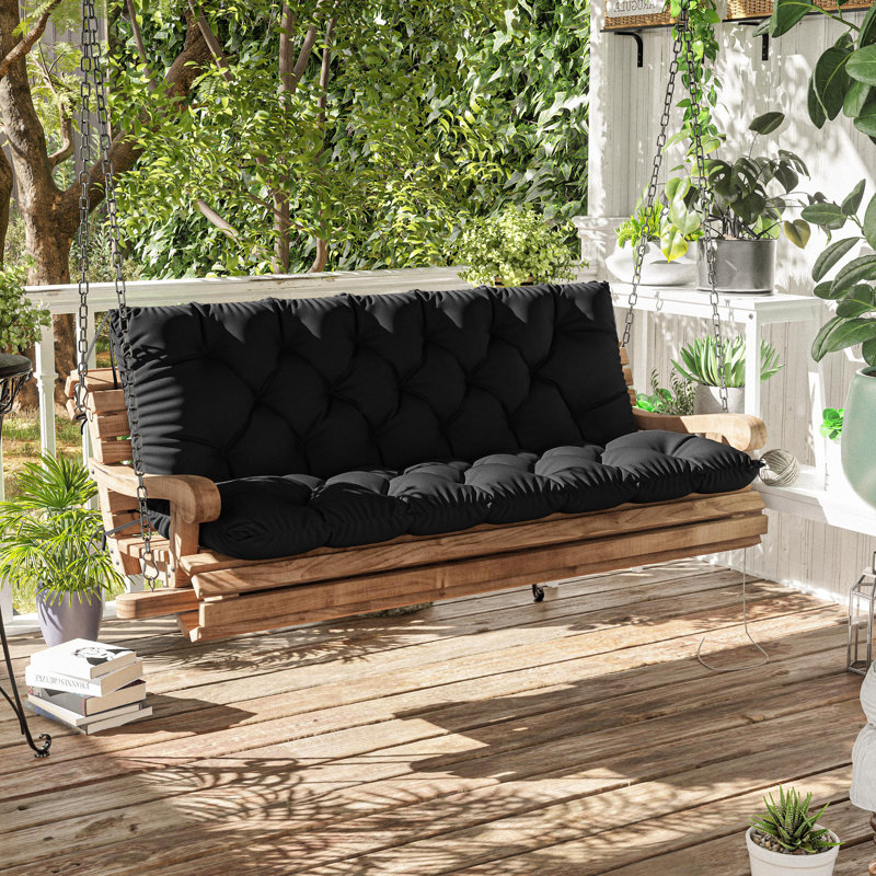 Coussin de banc d'extérieur Wynee, L 59,5 po x P 20 po, Noir
