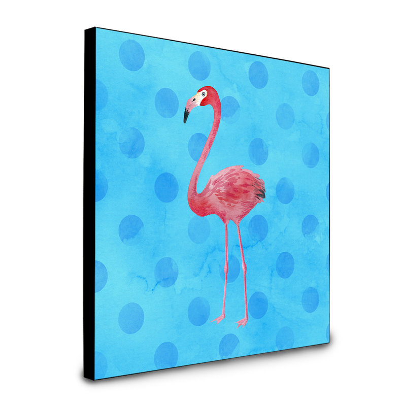 Panneau mural flamant rose art Dondale, bleu