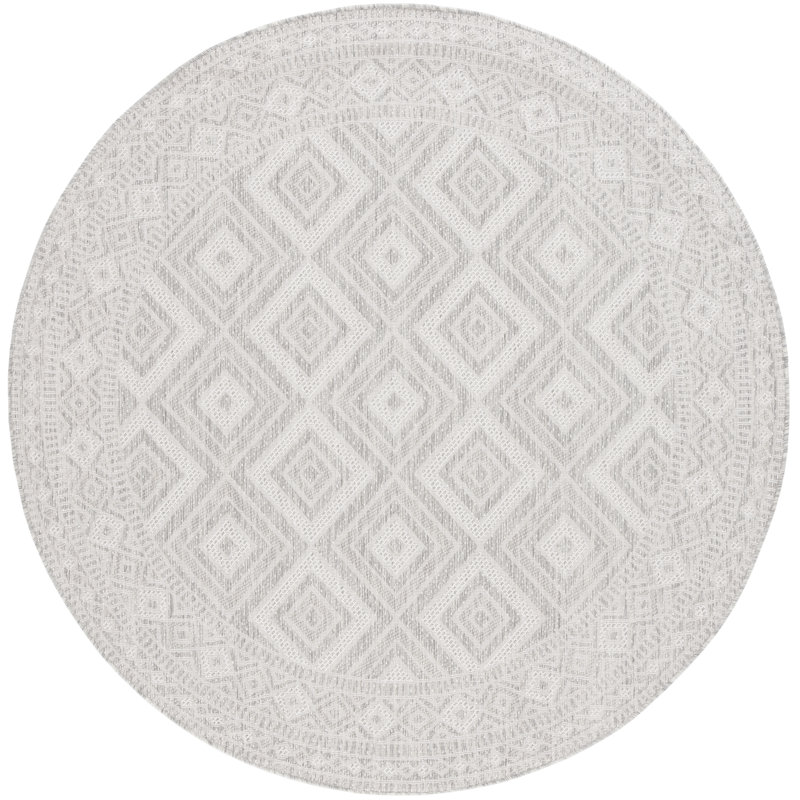 Courtyard Performance Geometric Rug, Round 6'7"